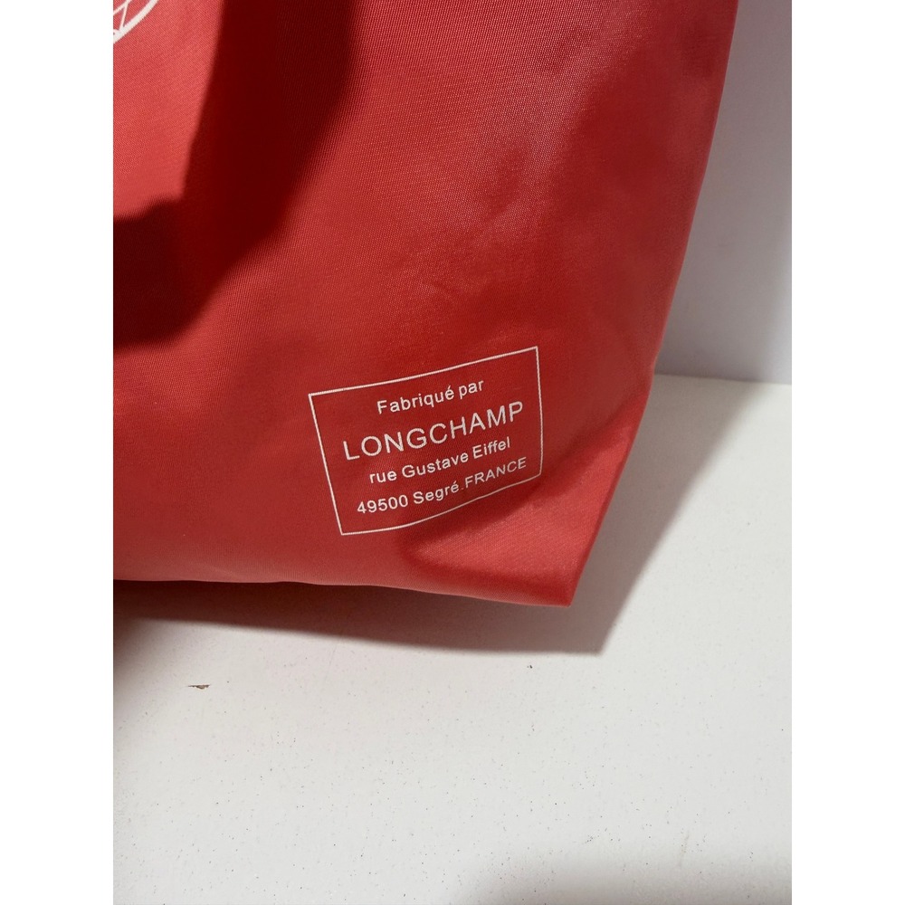NWT Longchamp Coral orange red,brown Le Pliage Tote bag.Ltd Edition Eiffel Tower - Picture 5 of 14